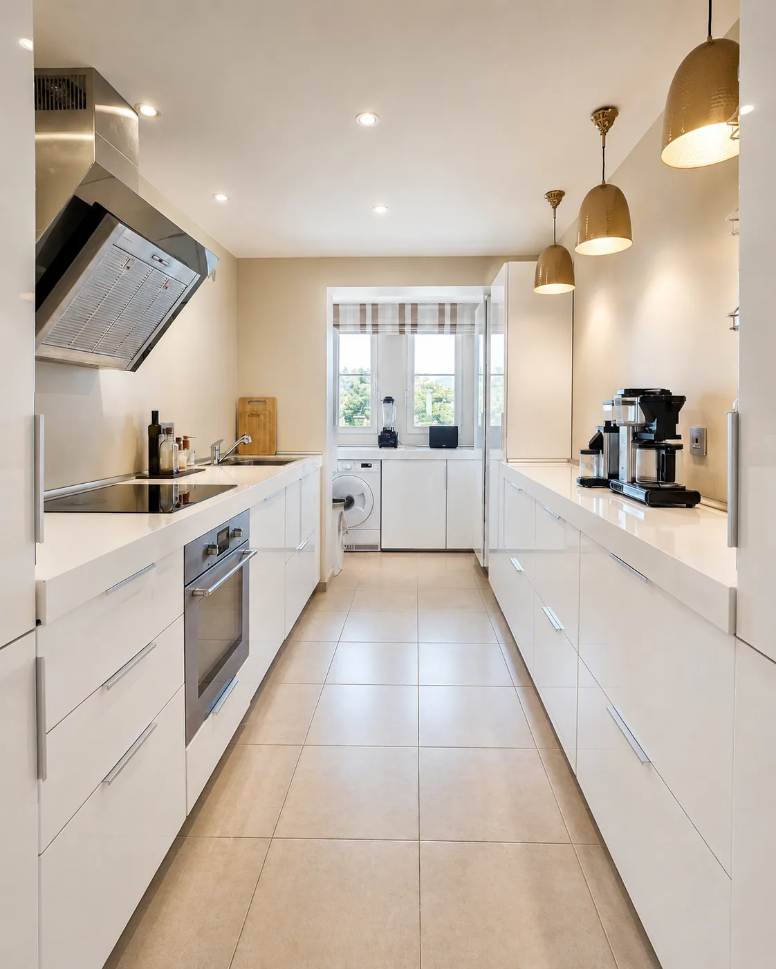 White galley kitchen